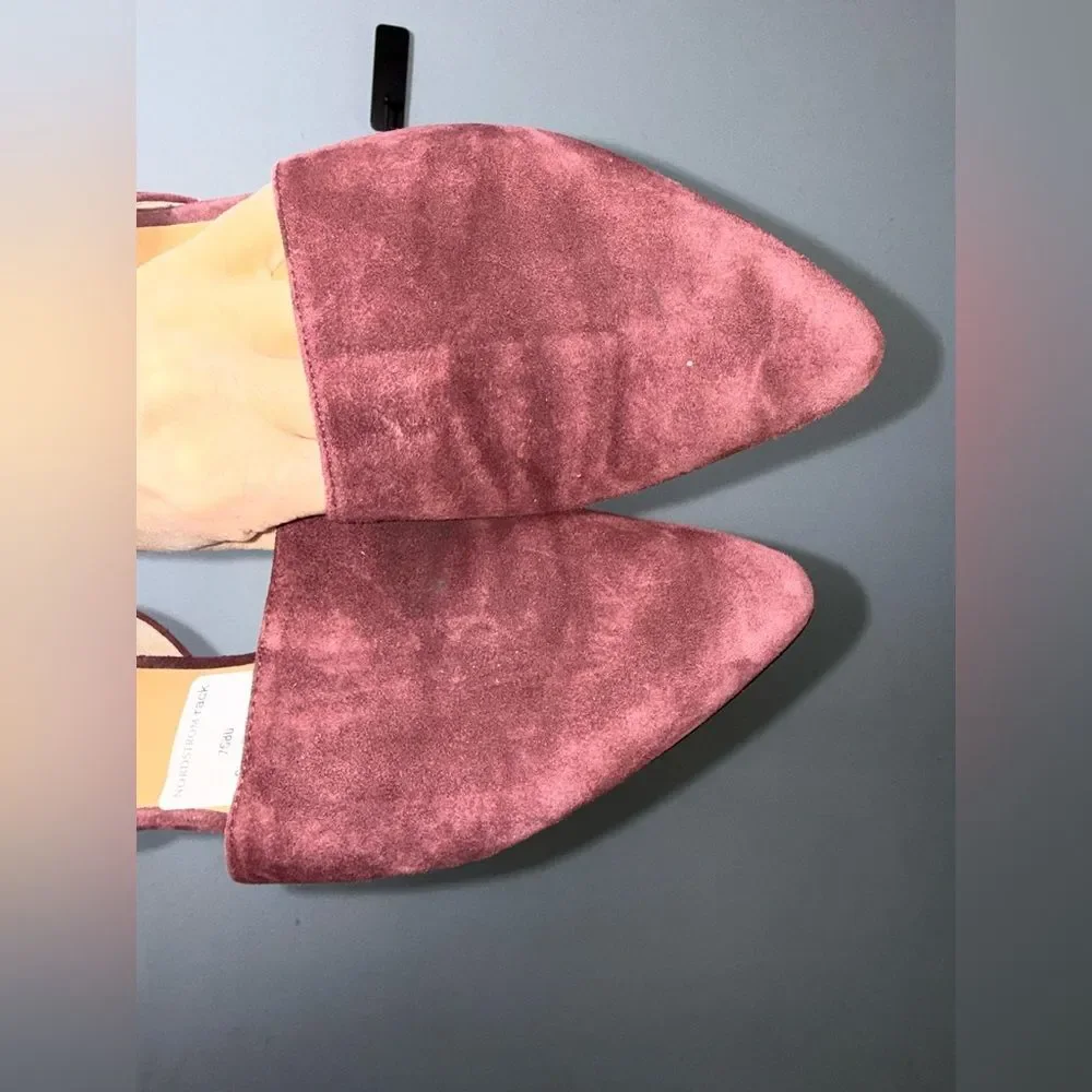 Franco Sarto Sanora D'Orsay flats burgundy suede with floral embroidery 9.5 EUC